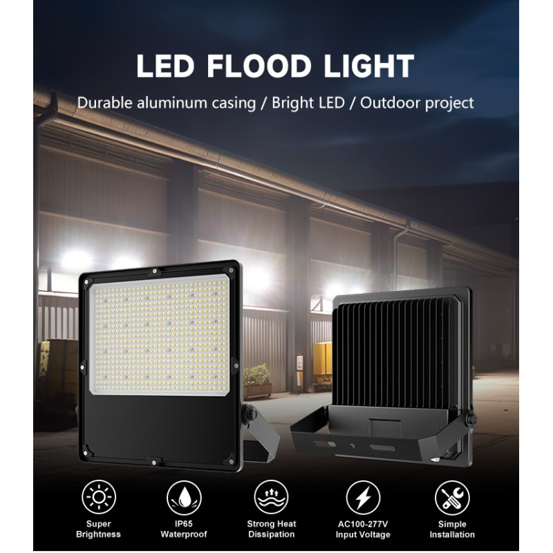 165lm/W Outdoor LED Flood Light IP66 Waterproof Sports Field Lighting with Die Cast Aluminum Housing