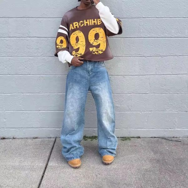 Custom logo High Quality Tee Casual Double Layeredt Premium Puff Print Vintage Heavyweight Oversized Unisex Long Sleeve T-shirts