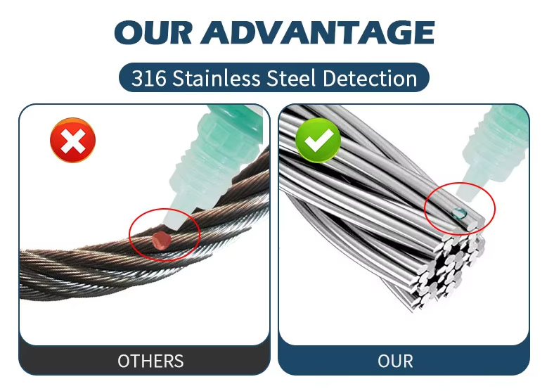 Eslinga de elevación de cable de acero inoxidable Galv 12mm 3 Toneladas 4t Ss316l 14mm sin rotación 7x7 Cable de eslinga con guardacabos y férulas