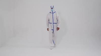Nonwoven Disposable Microporous Coverall PE Film Coating over PP Layer Seam Sealing Strips EU Standard EN14126 Type 6
