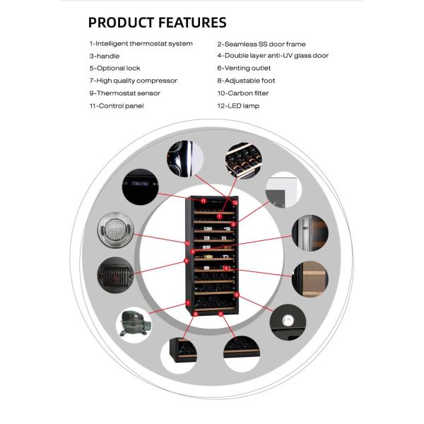 Stainless Steel Wine Display Cooler , Fan Cooling Champagne Wine Display Refrigerator