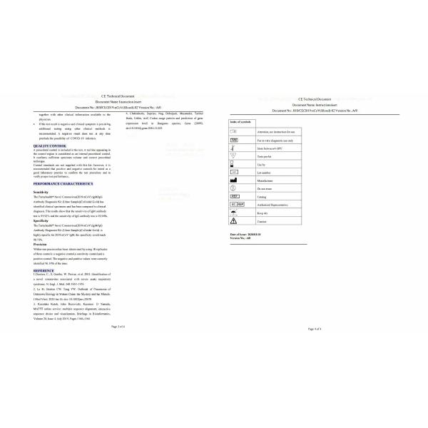 Novel Coronavirus(2019-nCo V)IgM/lgG Antibody Diagnostic Kit (Blood Sample) (Colloidal Gold)