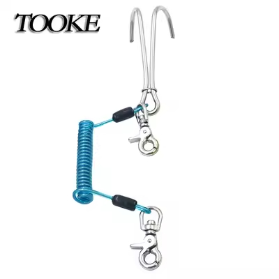 316 Stainless Steel Double Reef Hook Anti Corrosion With Spring Coil Lanyard