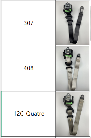 Black / Gray Three Point Seat Belts Replacement For Peugeot C-Elysee 301