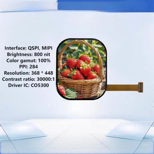 2.05-inch AMOLED Display Screen with 368*448 Resolution and 800cd/m2 Brightness