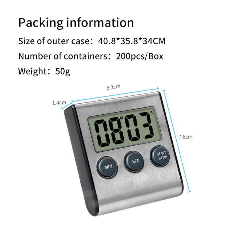 DTH-23 Digital Count Up And Down Magnetic Timer Clock With Alarm Fast Setting For Cooking Digital Countdown Kitchen Timer