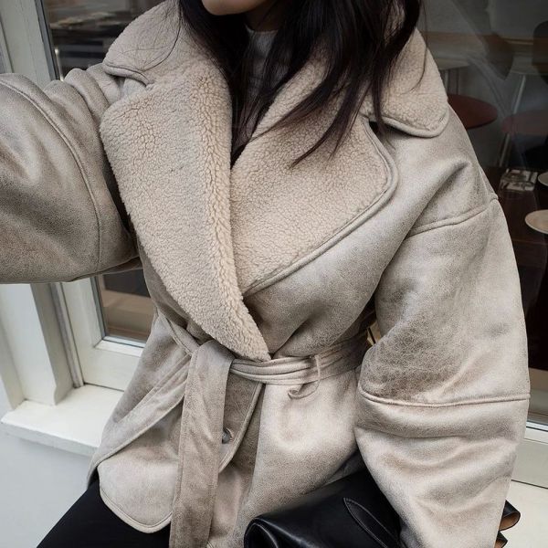 HONGJUN Oversized Belted Bonded Jacket