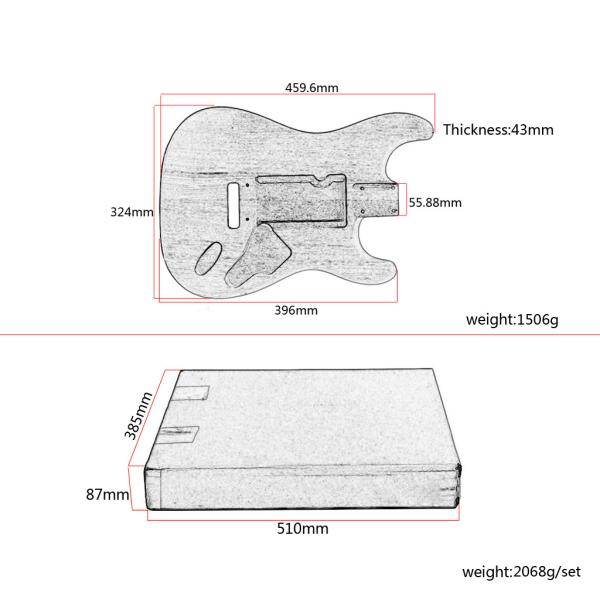 Unfinished Handcrafted ST Electric Guitar Body Red Walnut Guitar Barrel Guitar DIY Parts