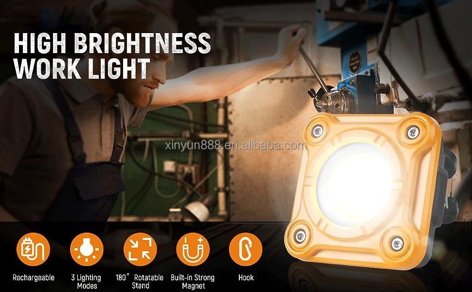 Hot Selling Outdoor Emergency MultiFunction Portable Work Led Light Magnetic Rechargeable Led Work Light With Hooks