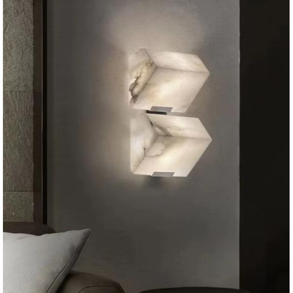 Alabaster LED Wall Lamp Postmodern Creative Home Decor Copper Marble Wall Light For Bedroom Bedside Living Room