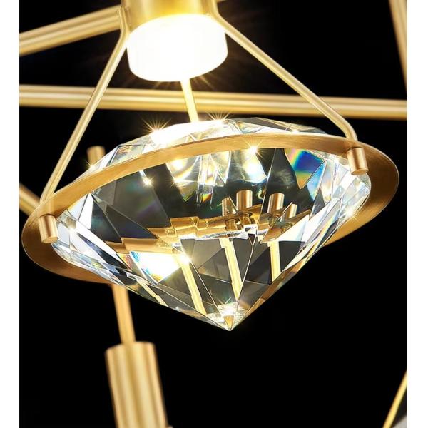 Nordic Luxury Modern Indoor Hotel Villa Restaurant Diamondshape Decorative Creative Crystal Pendant Light