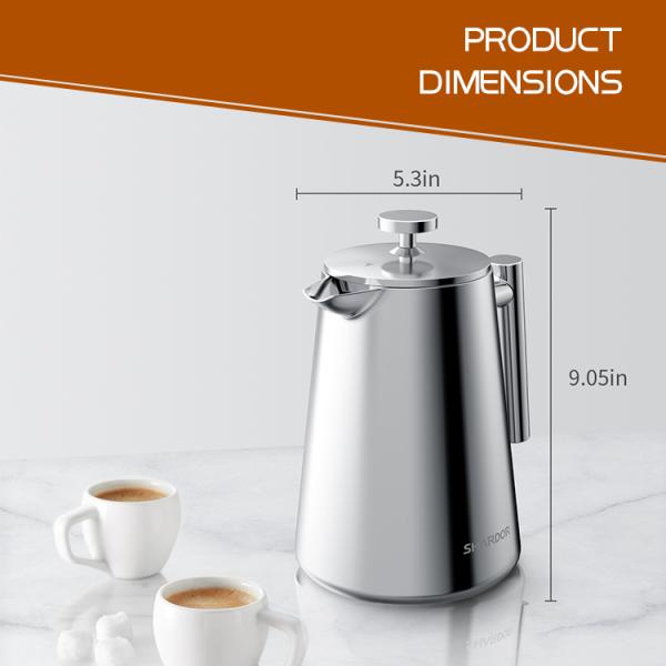 вакуум 13.4*20.5cm бака кофе плунжера нержавеющей стали 1000ml/34oz