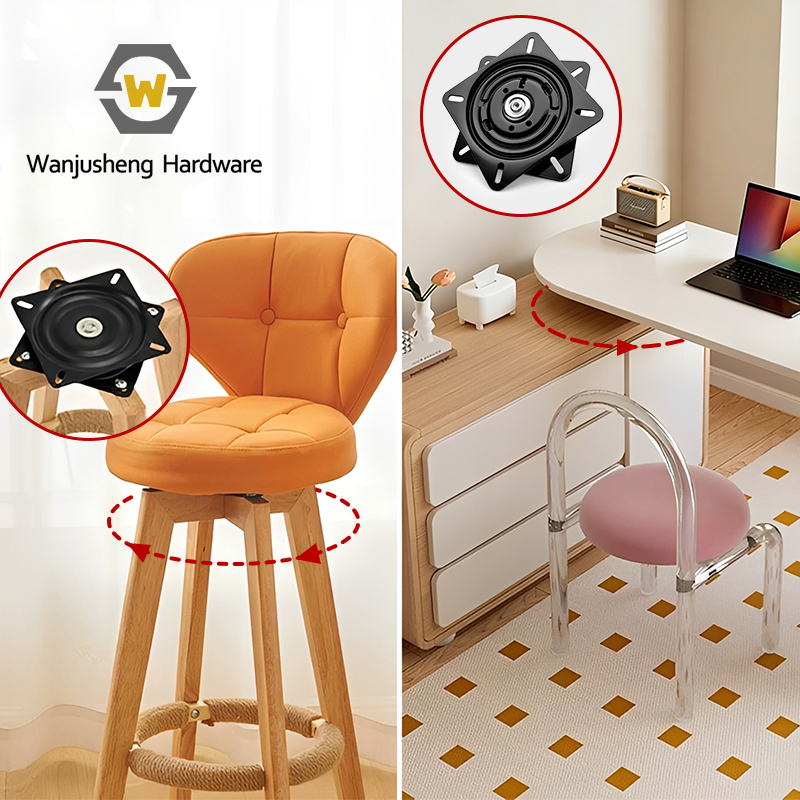 Thickened Heavy-Duty Full Ball Square Swivel Plate Steel Universal Rotating Base Chair Display Stand Dining Kitchen Furniture