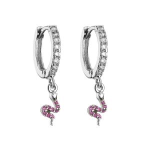 A serpente animal do zircão dá forma a brincos micro Crystal Hoop Earrings