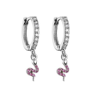 A serpente animal do zircão dá forma a brincos micro Crystal Hoop Earrings chapeado de prata