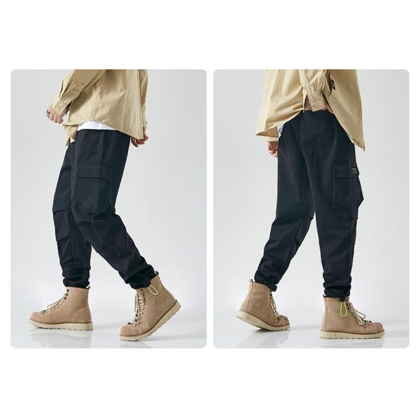 Men'S Casual Outdoor Elastic High Waisted Baggy Workout Pants With Pockets Solid Color