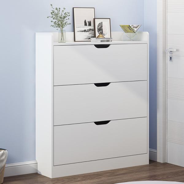 Eco Friendly White W24cm Modern Entryway Shoe Cabinet For Livingroom