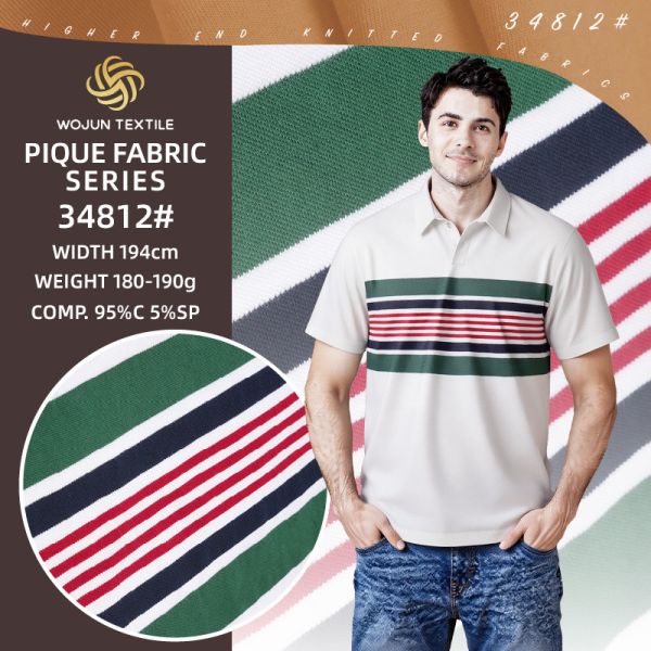 Premium Striped Cotton Pique Fabric: The 95% Cotton 5% Spandex Solution for Custom Polos