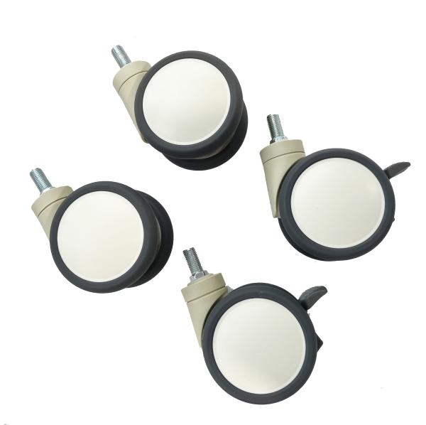 4 Inch Hospital Bed Caster Wheels Beige Locking 125mm Twin Wheel Hospital Castor TPR