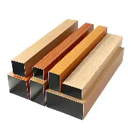 Real Wood Grain Aluminium Strip Ceiling Natural Aesthetics With Metal Durability