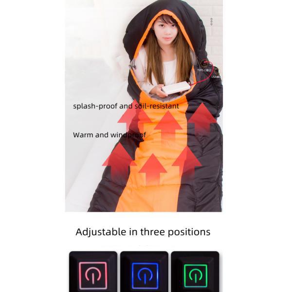 190T Polyester Taffeta Rechargeable Heated Camping Electric Sleeping Bag