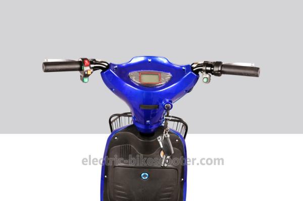 Blue Pedal Assisted Electric Scooter , 18 X 2.5 Electric Moped Scooter For Adults