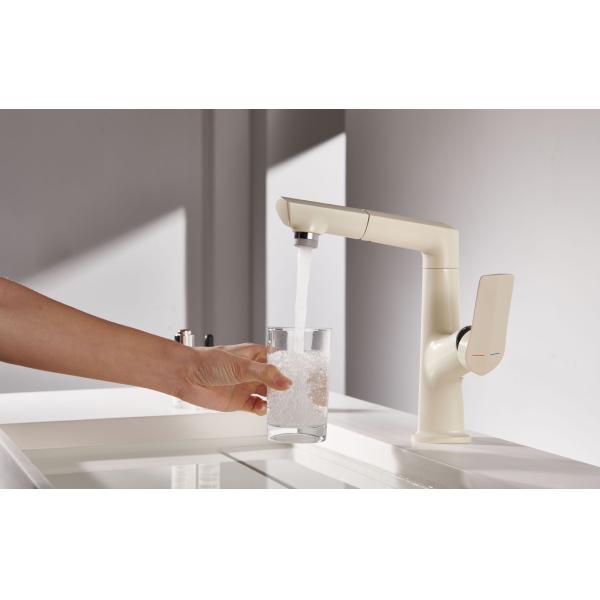 Electroplated Pull Down Bathroom Sink Faucets Milk White Cold And Hot Face Wash