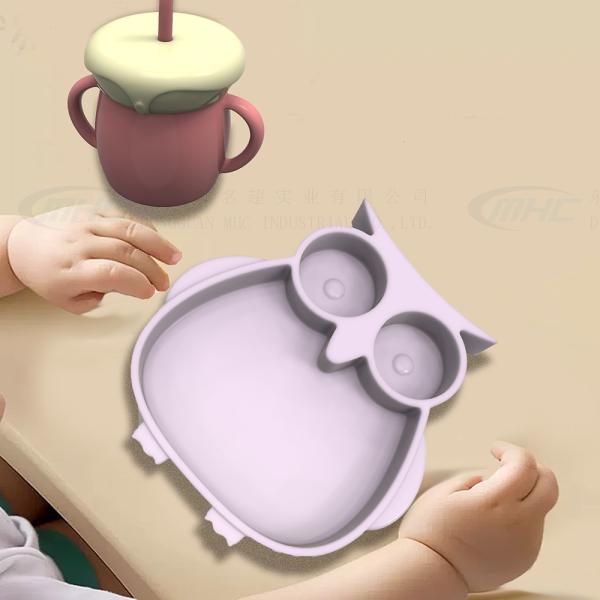 MHC Bufa Produtos de alimentação para bebés Conjunto de alimentação de silicone Copo de tampa de colher para amamentação de bebês