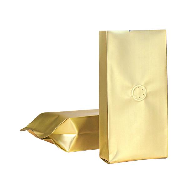 Four Side Sealed Stand Up Coffee Pouches With Valve 1lb 2lb Moisture Proof Oxygen Barrier