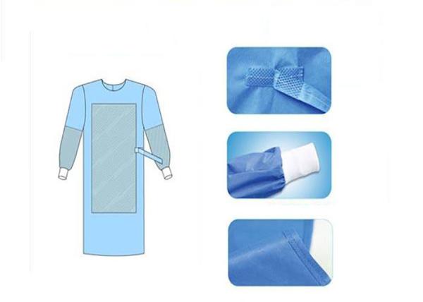 Vestido cirúrgico descartável reforçado de SMS, antibacteriano médico do vestido do hospital
