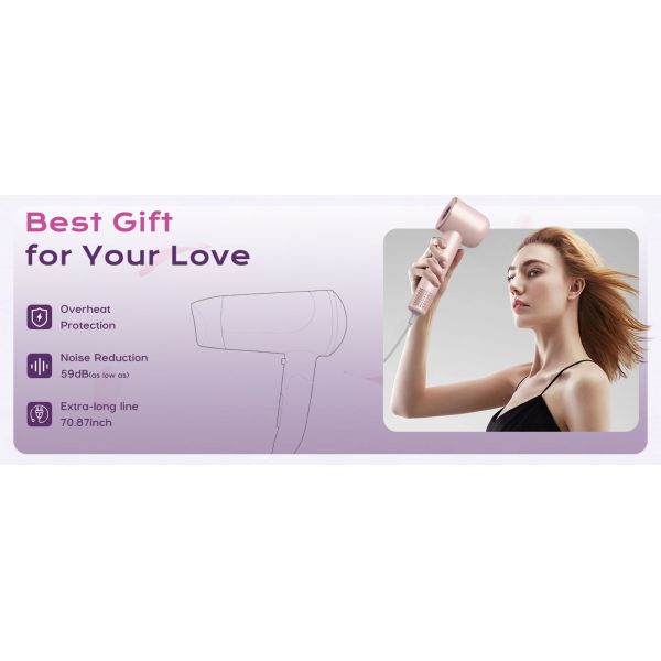 110000RPM 1600W sèche-cheveux à 3 vitesses avec moteur sans pinceau et technologie ionique négative