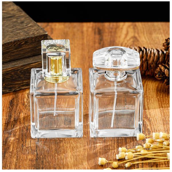 Customizable Luxury Glass Mist Spray Bottle 100ml Empty Square Perfume Bottle