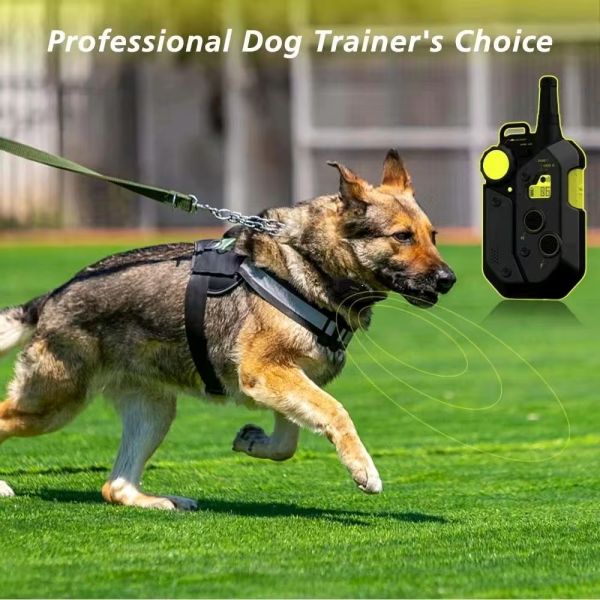 High End Fashion Large Dog Training E-Collar Set 4000FT 1200M Remote Waterproof IPX7 Rechargeable Eco-Friendly Nylon Shock