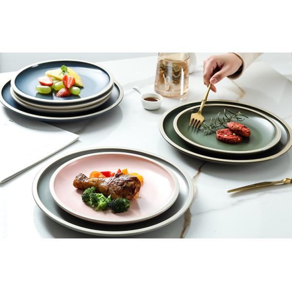 Round Plain Colored Craftsman Porcelain Plates Bubble Tea Juice Smoothie Bars