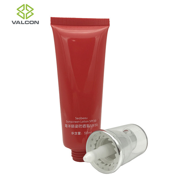Diameter 30 MM Airless Cosmetic Tubes Silver UV Pump Acrylic Cap For Sunscreen
