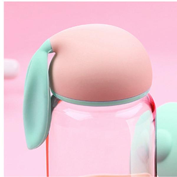 Water Glass Cup with Creative Cartoon Rabbit Design and Portable Leakproof Sealed Design