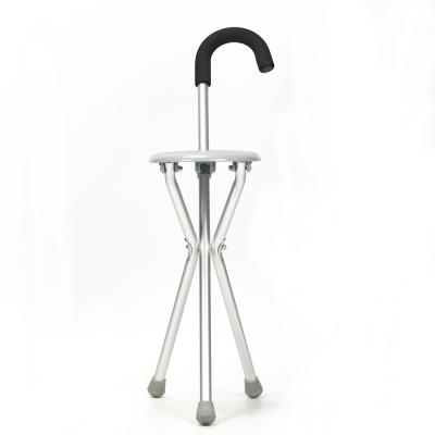 Muleta médica de passeio facilmente de dobramento de Cane With Chair Handle Convenient