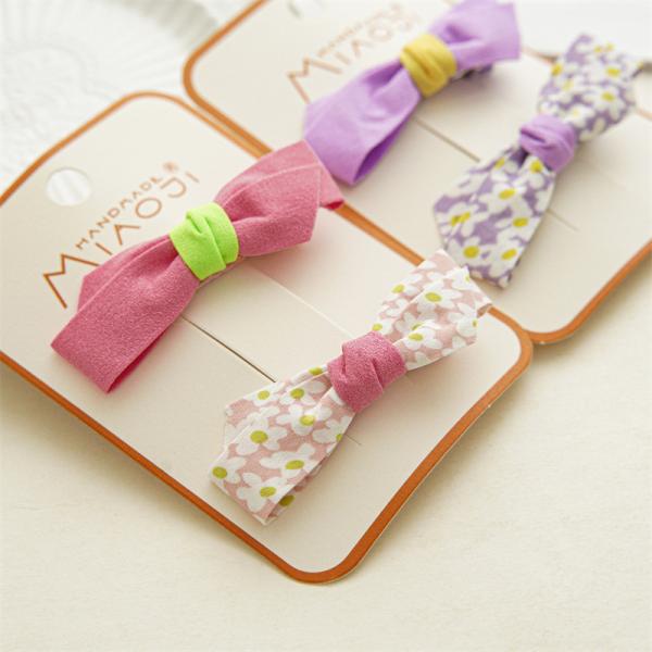 ins DIY girls accessories sweet floral fabric irregular bow duck mouth clip cute girl candy hair clip