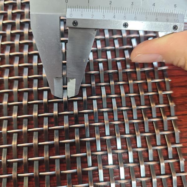 Decorative Antique Brass Copper Plated Stainless Steel Crimped Flat Wire Mesh  Interior Grilles For Building Facade Partition Divider  Curtain Wall