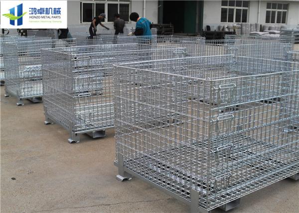 Euro Warehouse Wire Mesh Container Wire Folding Bulk Containers With Wooden Pallet