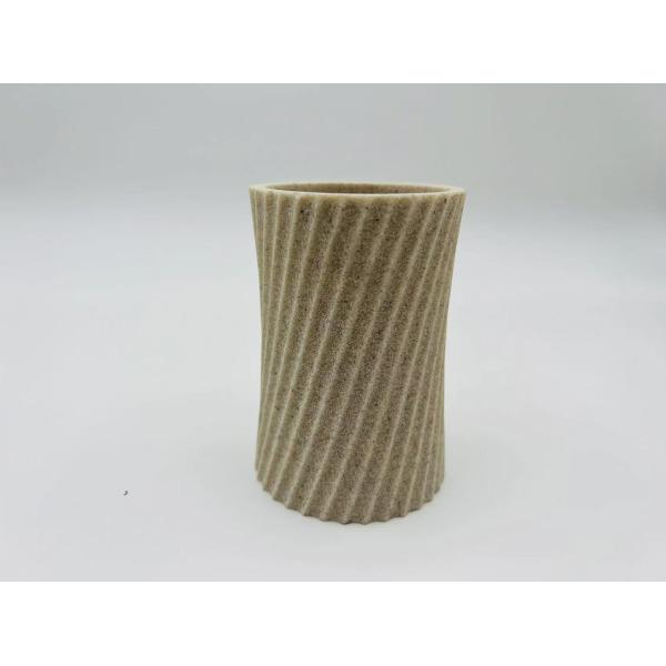 Sand Stone Bath Accessories Sets Swirl Shape With Sand Color Hand Soap Bottle Toilet Brush Holder Soap Dish