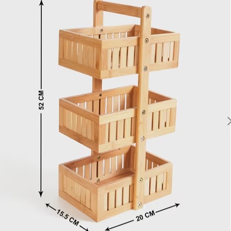 Bamboo Three-storey Bedroom Bathroom Storage Shelf Bedroom Kitchen Storage Shelf Bathroom Floor Multi-storey Storage