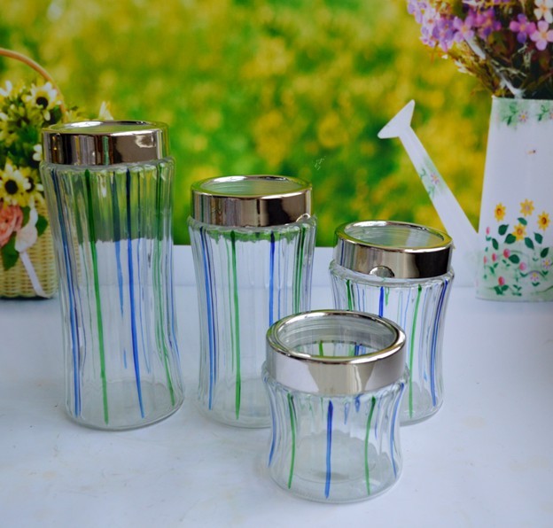 SET OF 4 PCS GLASS CANISTER