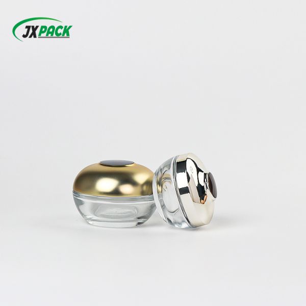 Leak-Proof Glass Cream Jar with Electroplated Gold Lid and Customizable Capacity for Luxury Skincare
