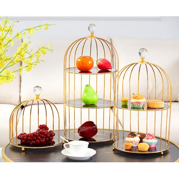 55.5cm Height Electroplating 3 Tier Wire Fruit Basket