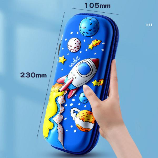 Pencil Case 3D EVA Space Pencil Box Galaxy Pencil Case Astronaut Pencil Punch Blue Cartoon Pencil Holders Large