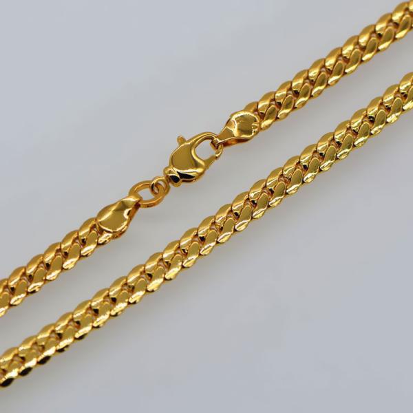 New Trendy Men Jewelry 18K Real Gold Plated Snake Chain Necklace Bracelet Jewelry set