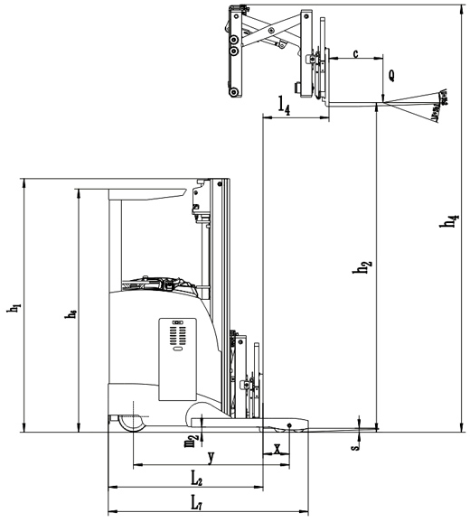Narrow Aisle Fork Reach Truck Forklift 1.5 Ton Capacity Seated Type Single Scissor