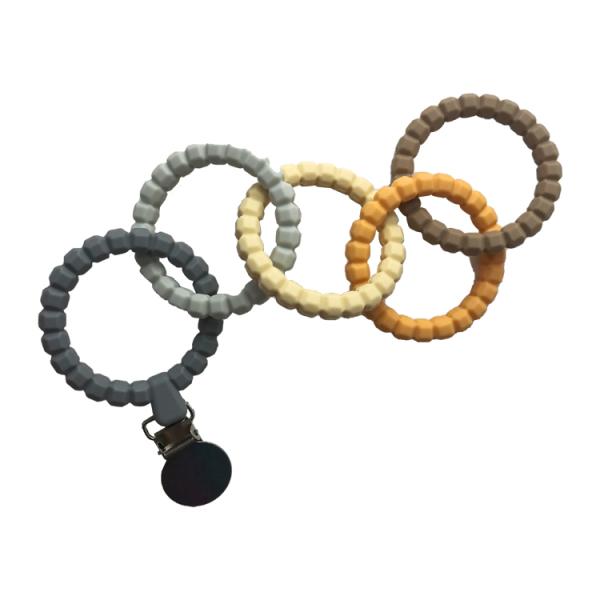 Eco Friendly Silicone Baby Teether Ring Shape Soft Teething Chew Beads