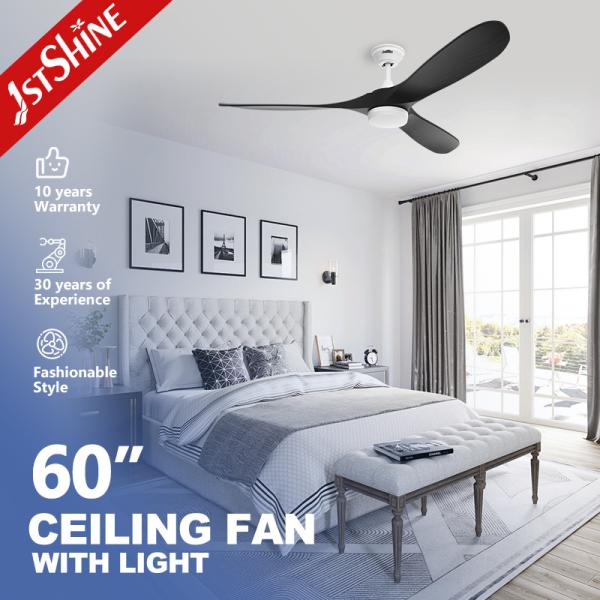 Ventilateur de plafond en bois de 60 pouces à 3 lames avec lumière pour chambre à coucher